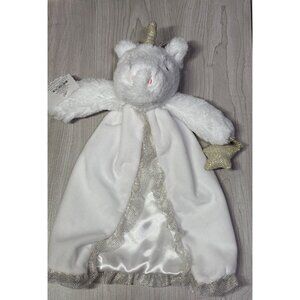Mud Pie white gold Unicorn lovie lovey security blanket woobie plush satin tulle